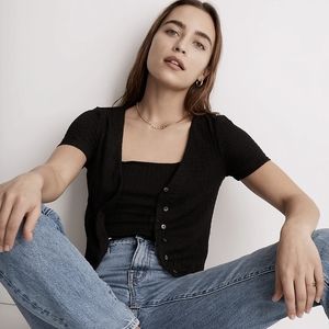 Cap-Sleeve Popcorn Cardigan & matching tank - size XS